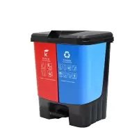 分类环保垃圾桶 脚踏垃圾桶 40L组合干湿分类垃圾桶