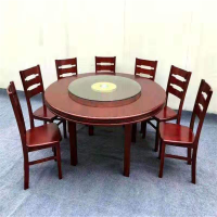 SDEC 实木大圆餐桌 饭店酒店大圆桌现代简约8.10人用圆餐桌 直径2.4米(含转盘) 单位:张