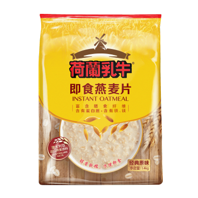 荷兰乳牛 即食燕麦片1400g*2 袋装 澳洲进口一级燕麦原料 无蔗糖原味即食谷物 学生成人早餐饱腹食品