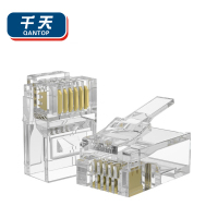 千天(QANTOP)电话水晶头6P6C语音连接头RJ11镀金非屏蔽CAT3对接头100个QT-SJT014