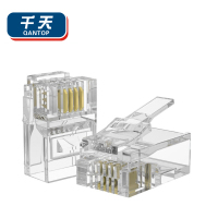 千天(QANTOP)4芯电话水晶头6P4C语音连接头RJ11镀金非屏蔽CAT3对接头100个QT-SJT016