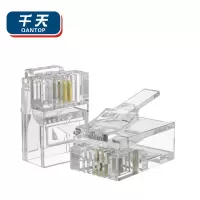 千天(QANTOP)2芯电话水晶头6P2C语音连接头RJ11镀金非屏蔽CAT3对接头30个QT-SJT017