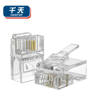 千天(QANTOP)2芯电话水晶头6P2C语音连接头RJ11镀金非屏蔽CAT3对接头100个QT-SJT018