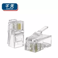 千天(QANTOP)2芯电话听筒水晶头4P2C语音连接头RJ11镀金非屏蔽CAT3对接头100个QT-SJT022