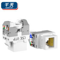 千天(QANTOP)超五类网络模块CAT5e免打旋转网线面板模块RJ45水晶头母座电脑网口插座10个QT-MK020