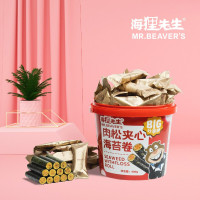 海狸先生 肉松海苔卷400g 夹心海苔脆网红休闲儿童零食紫菜海鲜办公室零食 肉松海苔卷400g×1桶