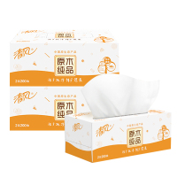 清风 原木纯品盒装面巾纸双层 200抽/盒 3盒/提