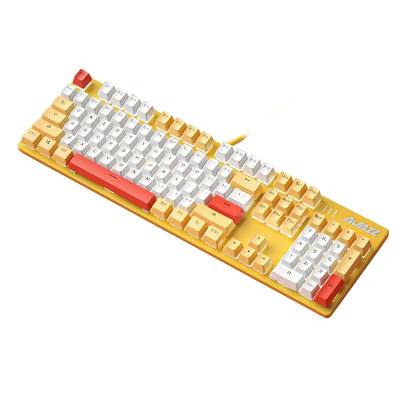 黑爵(AJAZZ)AK40机械键盘黄白橙黑轴电脑笔记本女生可爱有线USB电竞办公游戏