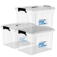 高透手提塑料收纳箱55L大号三件装 加厚衣物塑料整理箱零食玩具储物箱