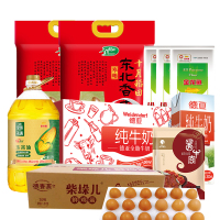 400档套餐4(十月稻田大米+金龙鱼油+南农酱卤+德青源鸡蛋+德亚牛奶+金龙鱼面粉)分6个包裹