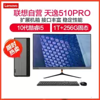 联想(Lenovo)天逸510Pro十代酷睿分体机台式电脑(i5-10400F 12G 1TB+256G 独显 WIFI) 定制 23英寸显示器 商务办公学习个人家用企业采购台式机