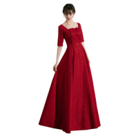 宏达鹿 学生合唱演出服 女 红色主持人晚礼服