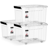 塑料透明收纳箱56*40*35cm(±3) 带盖带轮(一个装)可定制