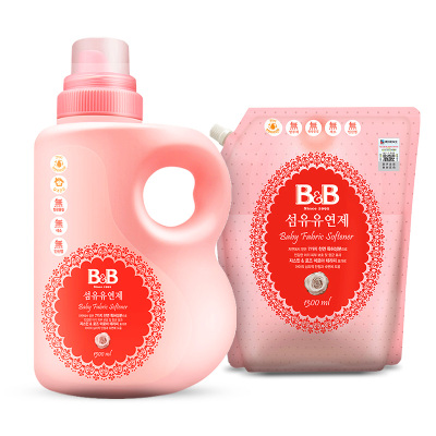 B&B)New 纤维柔顺剂 (柔和香-瓶装)1500ml+B&B)New 纤维柔顺剂 (柔和香-盖子袋装) 1300ml