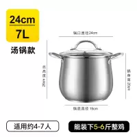 大汤锅304不锈钢家用大容量燃气电磁炉专用大号烧水锅双耳锅