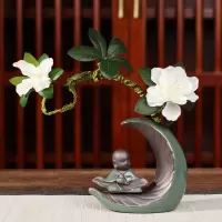 客厅摆件水培植物花器花盆禅意小和尚家居装饰人物摆件陶瓷室内客厅博古架 画小和尚水培