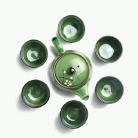 和丰窑陶瓷九头绿釉茶具套装