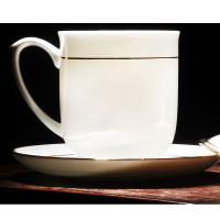 Edo 6155 骨瓷茶杯套装办公家用陶瓷杯子会议杯定制水杯8件套 350ml