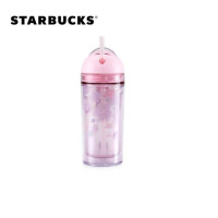 星巴克Starbucks樱花转转球款塑料吸管杯355ml春季新品樱花杯时尚桌面带盖水杯