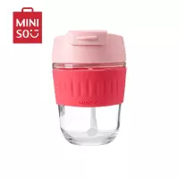 [超高性比价]名创优品(miniso) 乐扣同款 一盖两用玻璃杯茶具350mL(活力粉)