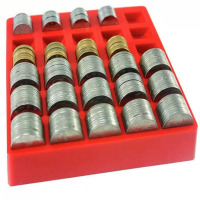 清点盒计数硬币收纳盒超市整理清点银币盒多格储物箱零钱盒托盘块