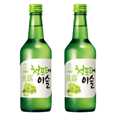 韩国进口真露青葡萄味烧酒360ml*2瓶果味烧酒清酒蒸馏利口酒预调鸡尾酒