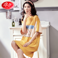 浪莎睡裙女夏季纯棉短袖公主风宽松睡衣夏薄款学生可爱猪猪家居服