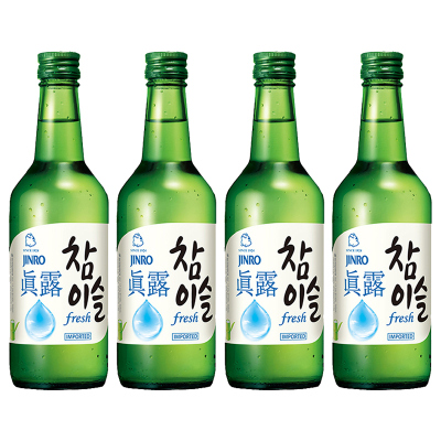 韩国进口新真露竹炭烧酒17.2度360ml*4瓶原味清酒利口预调鸡尾酒