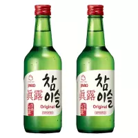 韩国进口新真露竹炭烧酒20.1度360ml*2瓶原味清酒利口预调鸡尾酒