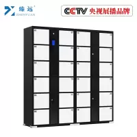 臻远工厂车间电子存包柜智能储物柜寄存柜刷卡条码自编投币型储物柜 24门人脸识别款