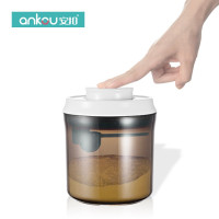 安扣(ANKOU) 密封罐 1500ml 圆形单手 开合密封罐 茶色款 个