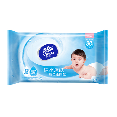 维达 婴儿湿巾纸巾 婴儿纯水洁肤湿巾 80片/包 4包
