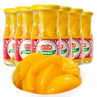 欢乐家 黄桃罐头256g*6瓶 方便速食糖水新鲜水果大玻璃瓶休闲零食品