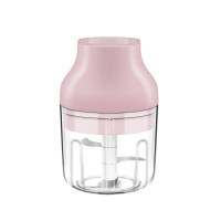 迷你蒜蓉机无线电动捣蒜泥神器家用小型手动绞肉机打姜辣椒搅碎机 粉色电动充电款(100毫升杯+2叶刀)不可绞肉