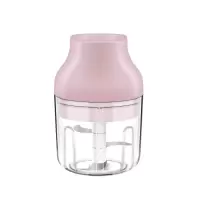 迷你蒜蓉机无线电动捣蒜泥神器家用小型手动绞肉机打姜辣椒搅碎机 粉色电动充电款(100毫升杯+2叶刀)不可绞肉