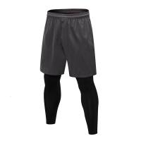 TP8029 男士紧身裤假两件健身运动跑步训练休闲弹力速干长裤
