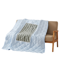 绿条全棉靠垫被