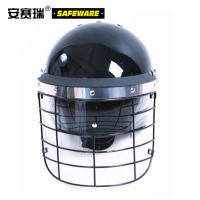 安赛瑞 网格面罩式防暴头盔 黑色 金属网格防暴头盔 防冲击反恐头盔 10066