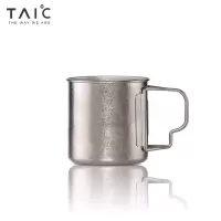 TAIC钛度纯钛马克杯带盖咖啡早餐牛奶麦片燕麦奶茶情侣办公室水杯子女喝水家用定制刻字创意可折叠