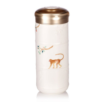 乾唐轩 猴来居上随身杯 双层350ml 牙白·棕猴彩釉(个)