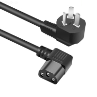 盈锐 1.0平方10A250V 直插右弯尾电源线纯铜线芯线径7.5mm承受功率额定2500W,极限3000W 黑 2m根