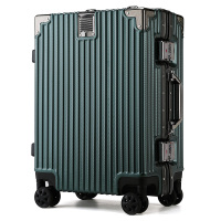 行李箱ins网红新款女拉杆箱万向轮男大容量铝框旅行箱潮流20寸绿色