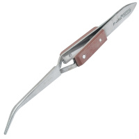 宝工 Pro'sKit 1PK-117T 木柄不锈钢弯尖反弹镊子(164mm)(包装数量 1件)