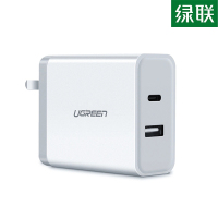 绿联 CD172 双口USB+PD充电器 折叠款 白色
