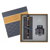 派克(PARKER) 2015IM纯黑丽雅金夹墨水笔 + 派克墨水礼盒