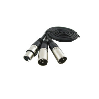 荣视通(RONGSTO) 母卡侬转双公卡侬音频线平衡卡农线(功放调音台卡龙线一分二音频 黑色 8米)