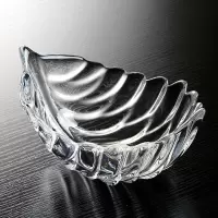 欧式水晶玻璃果盘果斗茶几碗瓜子糖果干果水果盘子现代客厅创意 羽毛 小号18*8cm