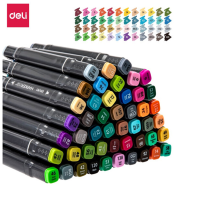 得力70800 60动漫色系60色 双头酒精油性马克笔套装 学生手绘漫画设计绘画彩笔画笔记号笔