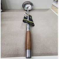 冠立人高档实心木柄无磁3004不锈钢炒勺 8两