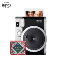 富士(FUJIFILM)INSTAX 立拍立得 一次成像 胶片相机 mini90黑色 套餐五(含限定礼盒+10张相纸)